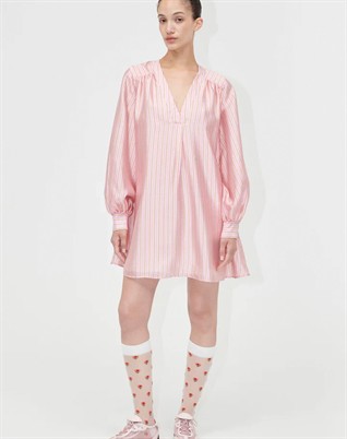 Kimono Mini Kjole - Rose Pinstripe